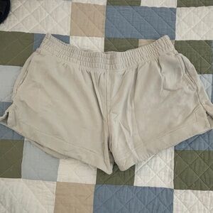 aerie Cream Elastic-Waist Athletic Shorts
